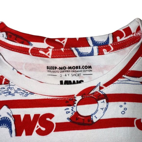 Sleep No More Shirt Jaws Red White Size 2-4 Year - Picture 3 of 3